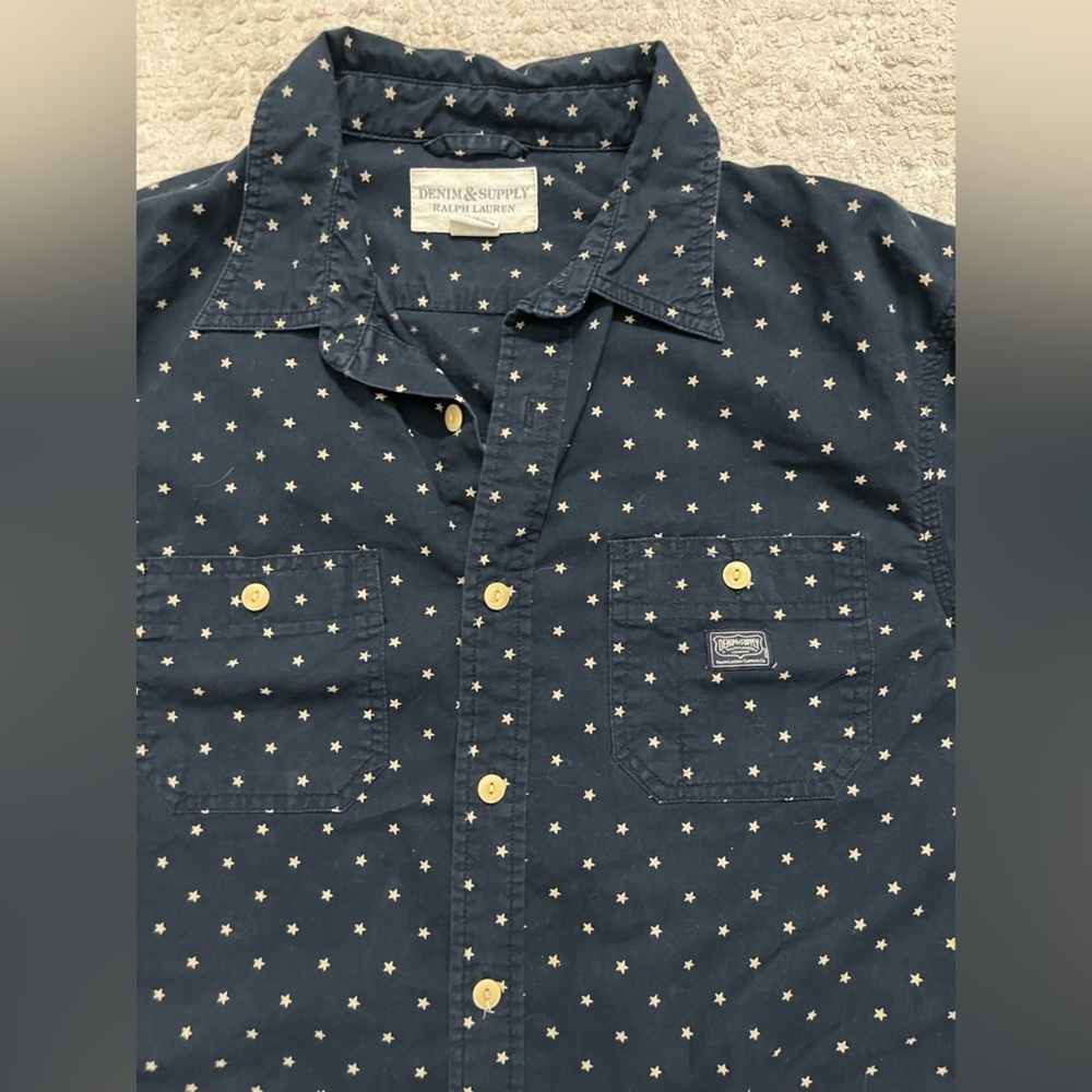 Denim & Supply Ralph Lauren Navy with Stars Button Down Shirt